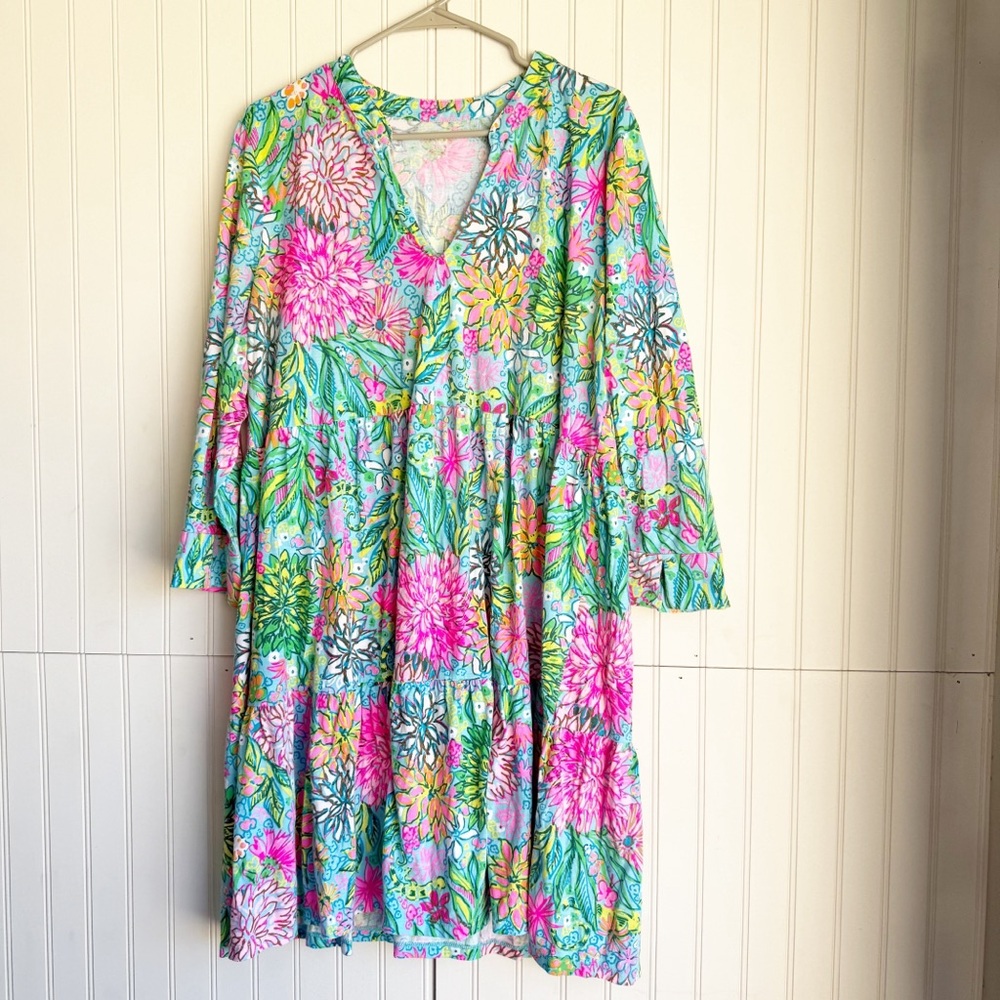 Lilly Pulitzer Floral Dress in Pink, Green, and Blue - Picture 2 of 6